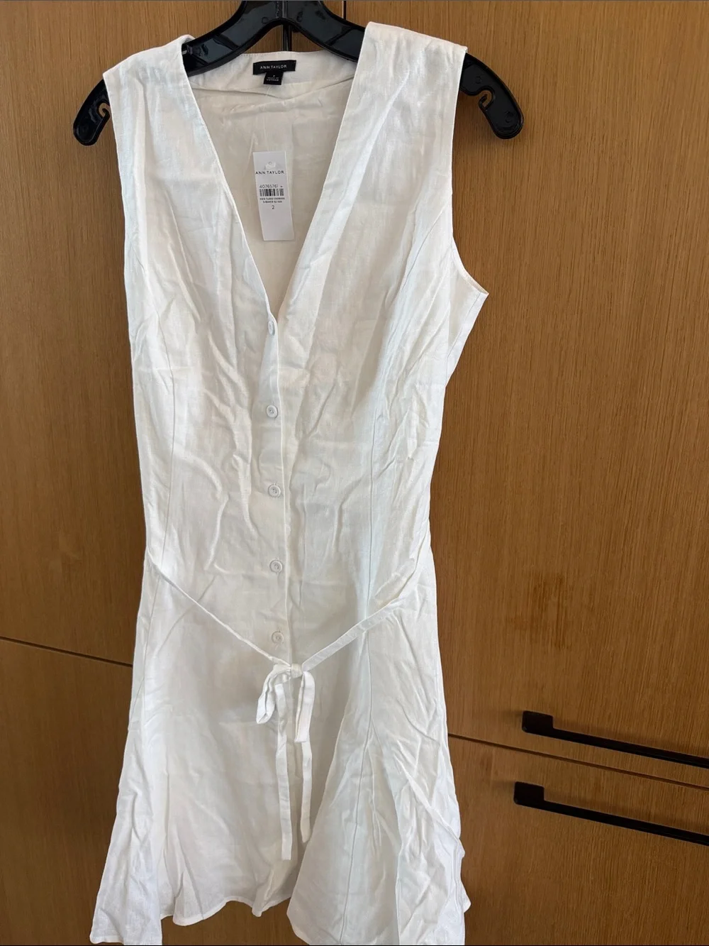 Ann Taylor Linen Blend Flare Dress In White Color Womens size 2 NWT - Picture 6 of 9
